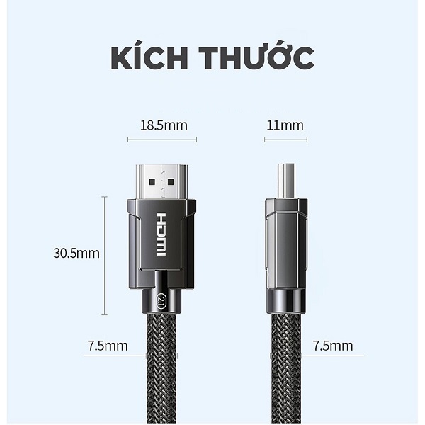 Cáp HDMI 2.1 dài 0,5M 8K@60Hz 48Gbps hỗ trợ HDR eARC Ugreen 40493